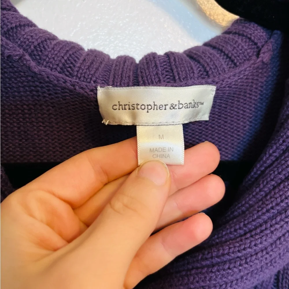 Christopher & Banks purple cable knit sweater size medium